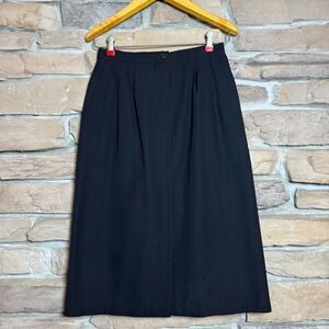 Vintage Liz Claiborne 100% Wool A-Line Skirt Black Size 8 Made in Korea